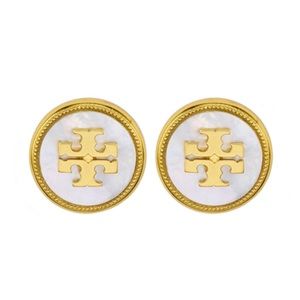 TORY BURCH • Semiprecious Stone Logo Earrings